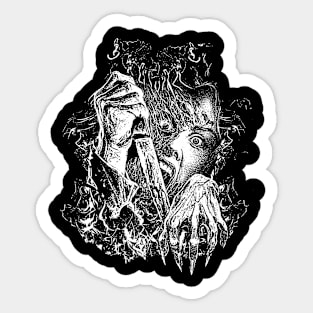 Dark art girl and knife black and white Sticker